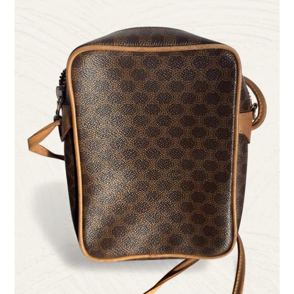 CELINE Macadam 5oc1981 Brown PVC Shoulder Bag Zip Pocket Vintage Authentic - Picture 2 of 12